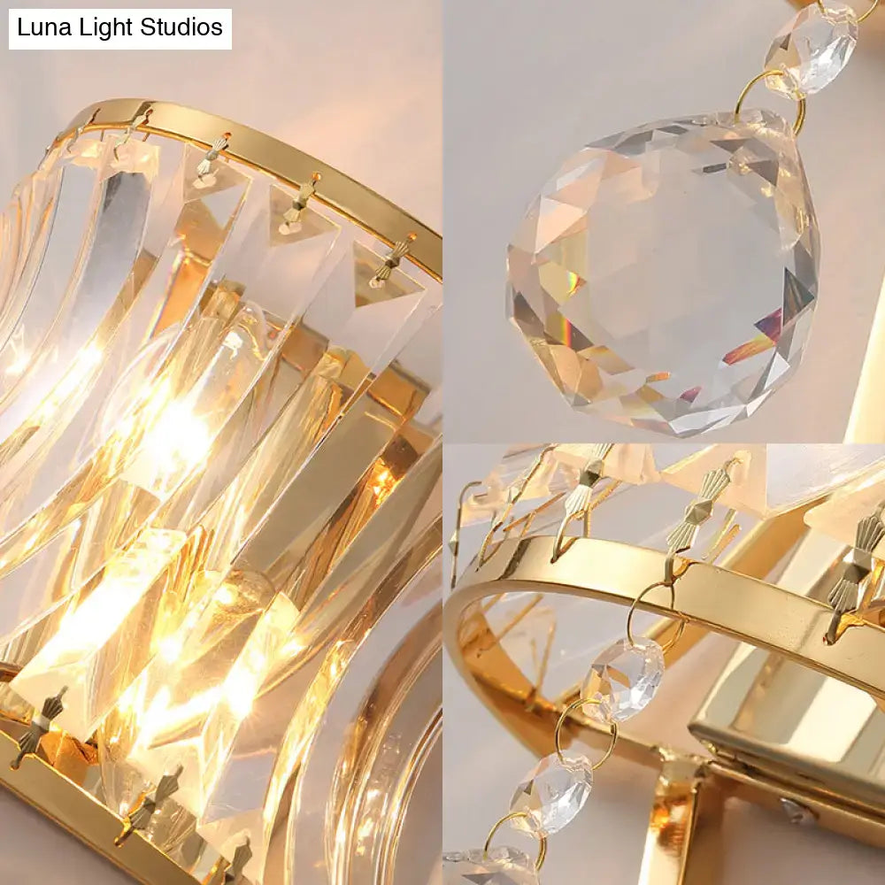 Gold Crystal Wall Light Vintage Prism Style