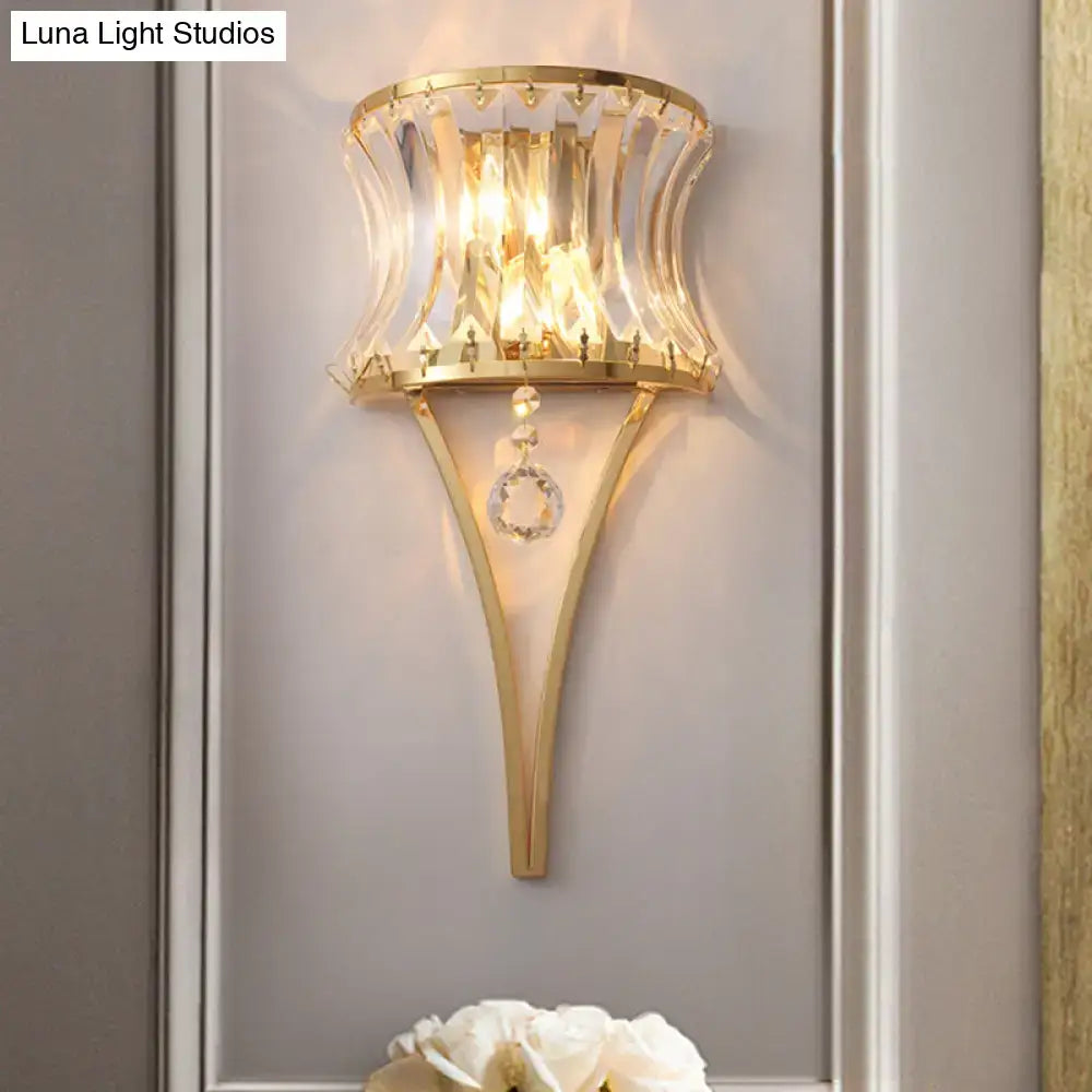 Gold Crystal Wall Light Vintage Prism Style