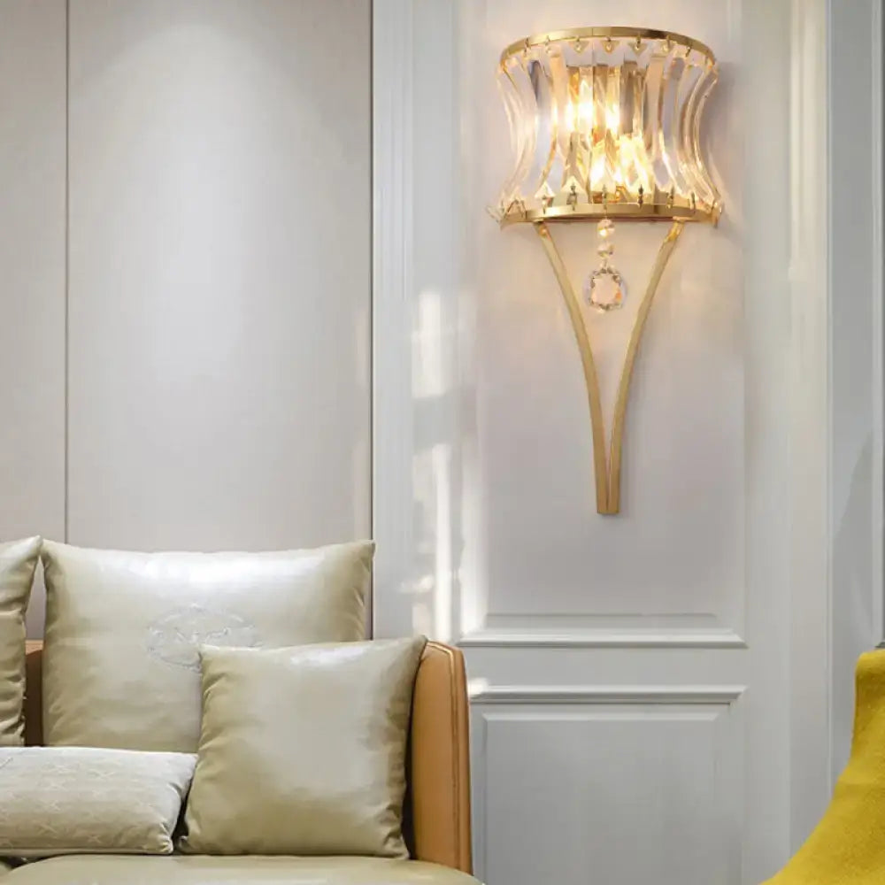 Gold Crystal Wall Light Vintage Prism Style