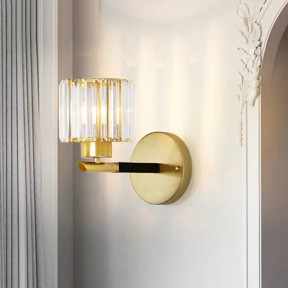 Gold Crystal Cylinder Sconce E26-E27 Base
