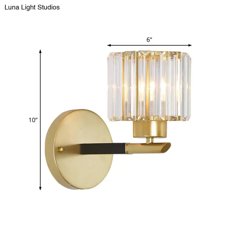 Gold Crystal Cylinder Sconce E26-E27 Base