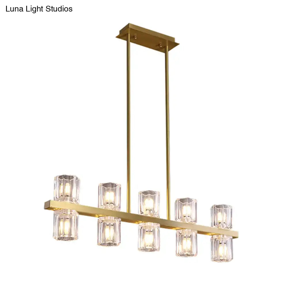 Gold Crystal Ten-Head Island Chandelier