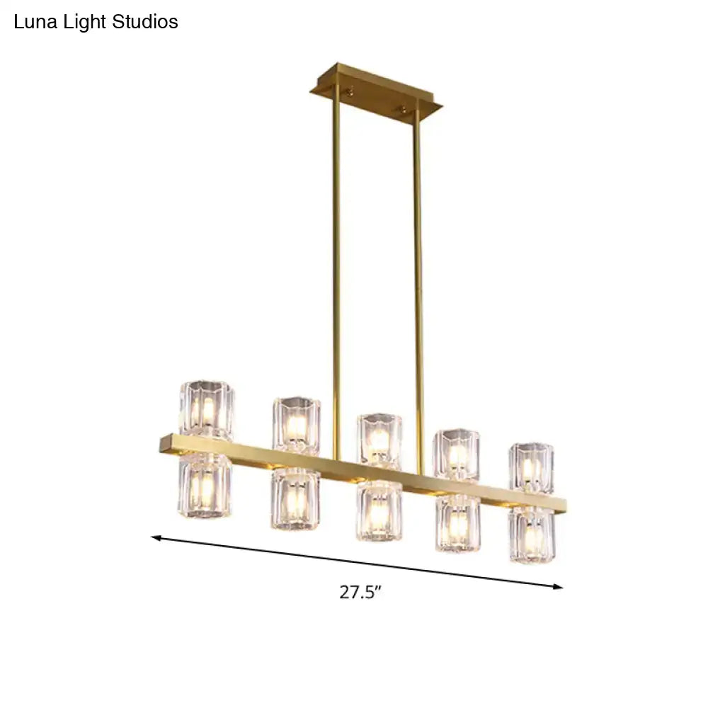 Gold Crystal Ten-Head Island Chandelier