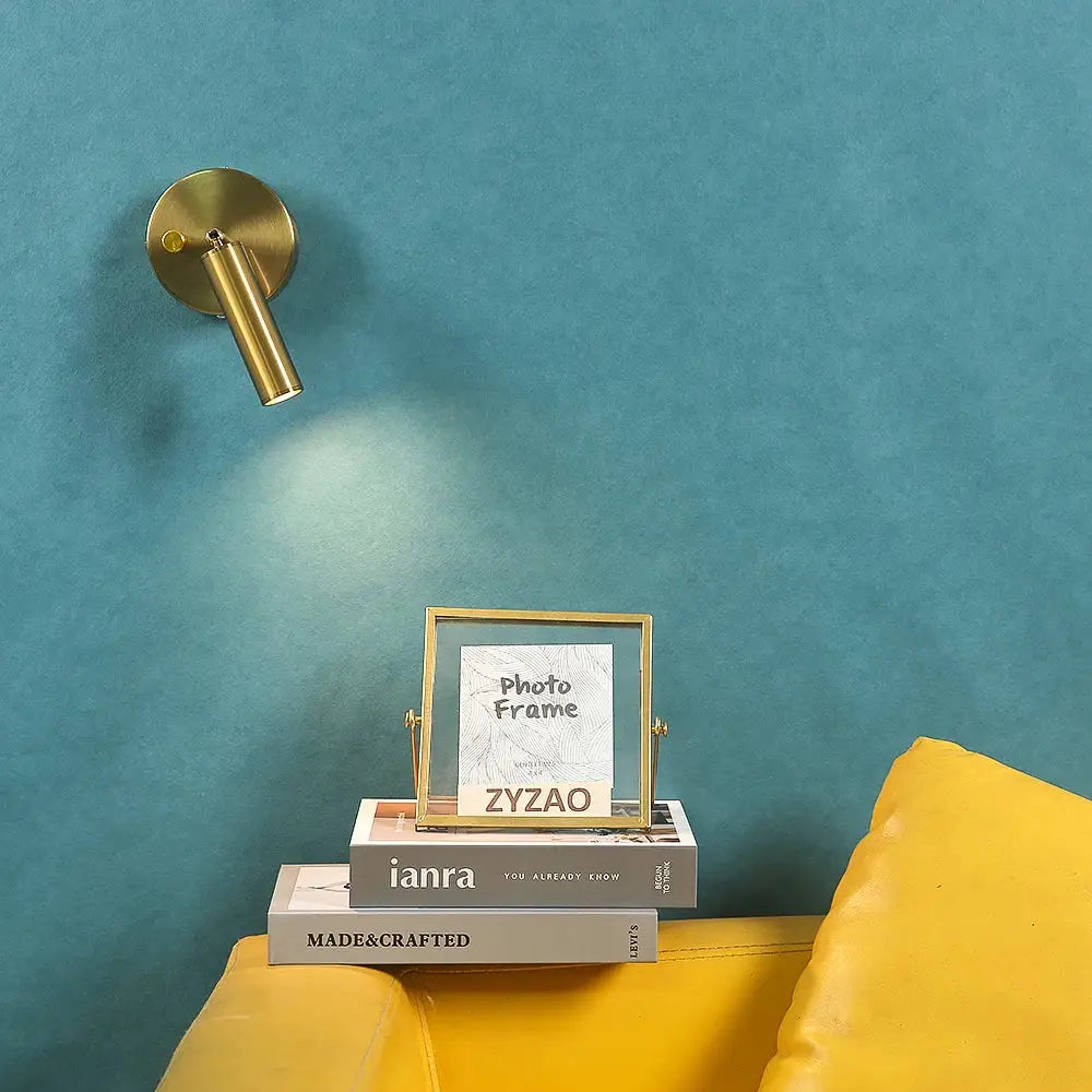 Gold LED Wall Lamp with Knob Switch Control
