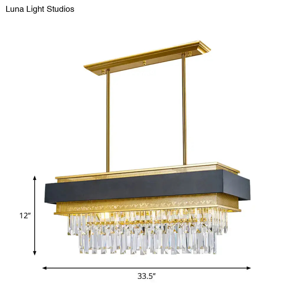 Black Gold Sleek Crystal Prism Pendant Light