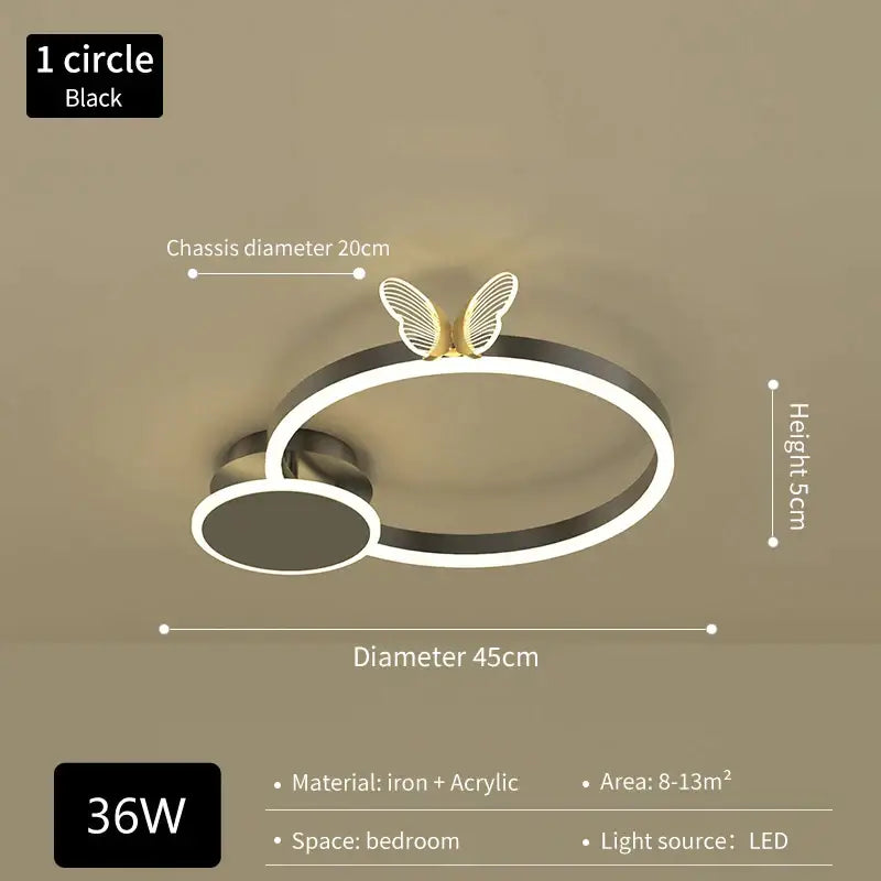 Gold Butterfly Round Lamp