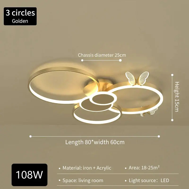 Gold Butterfly Round Lamp