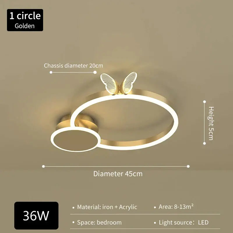 Gold Butterfly Round Lamp
