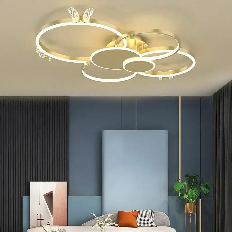 Gold Butterfly Round Lamp