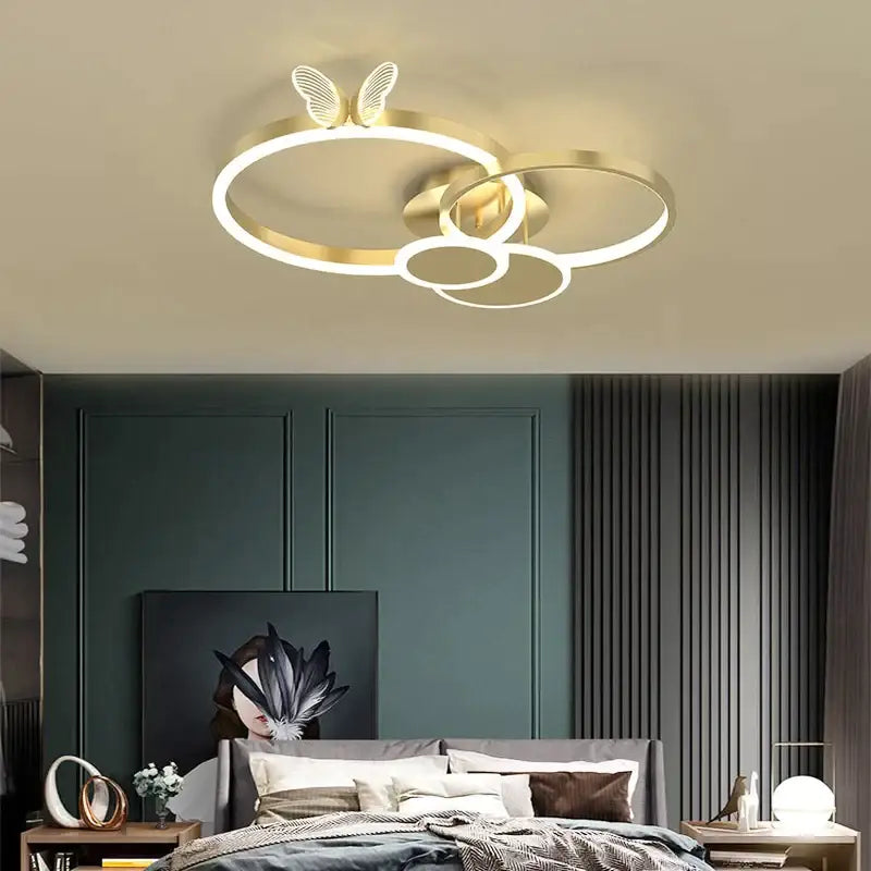 Gold Butterfly Round Lamp