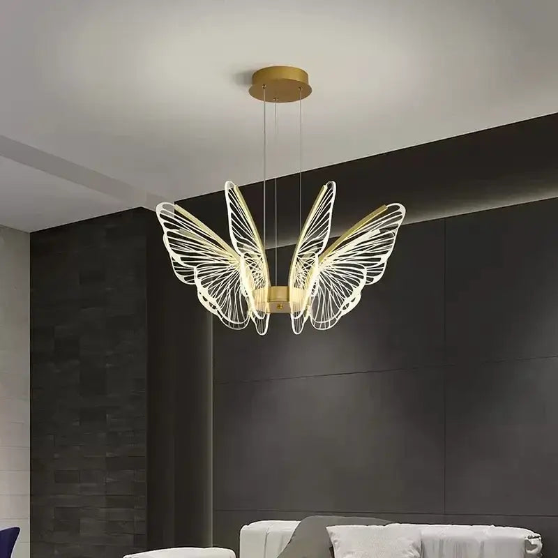 Gold Butterfly Pendant Light with 8-Head Design