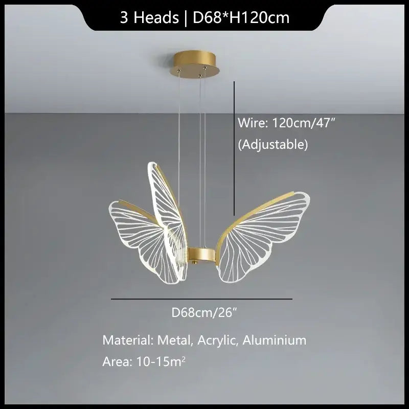 Gold Butterfly Pendant Light with 8-Head Design