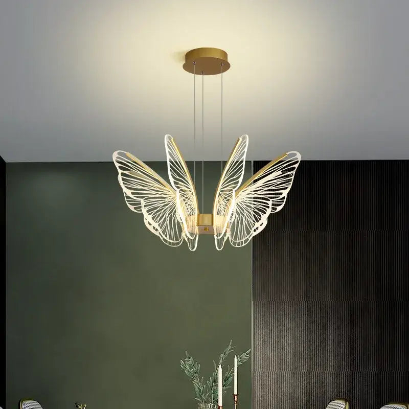 Gold Butterfly Pendant Light with 8-Head Design