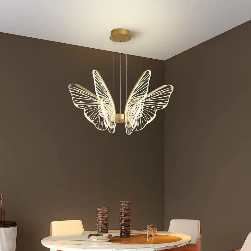 Gold Butterfly Pendant Light with 8-Head Design