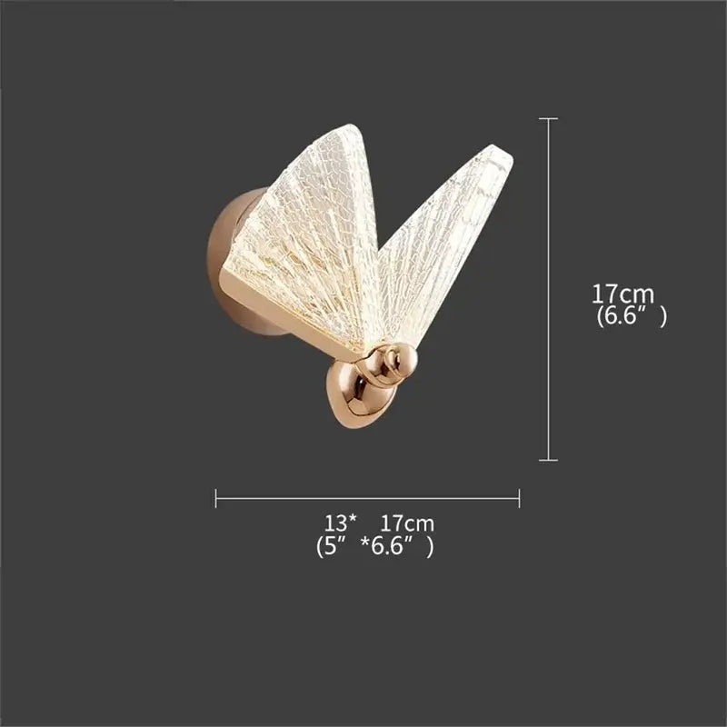 Gold Glass Wall Sconce with Butterfly Motif