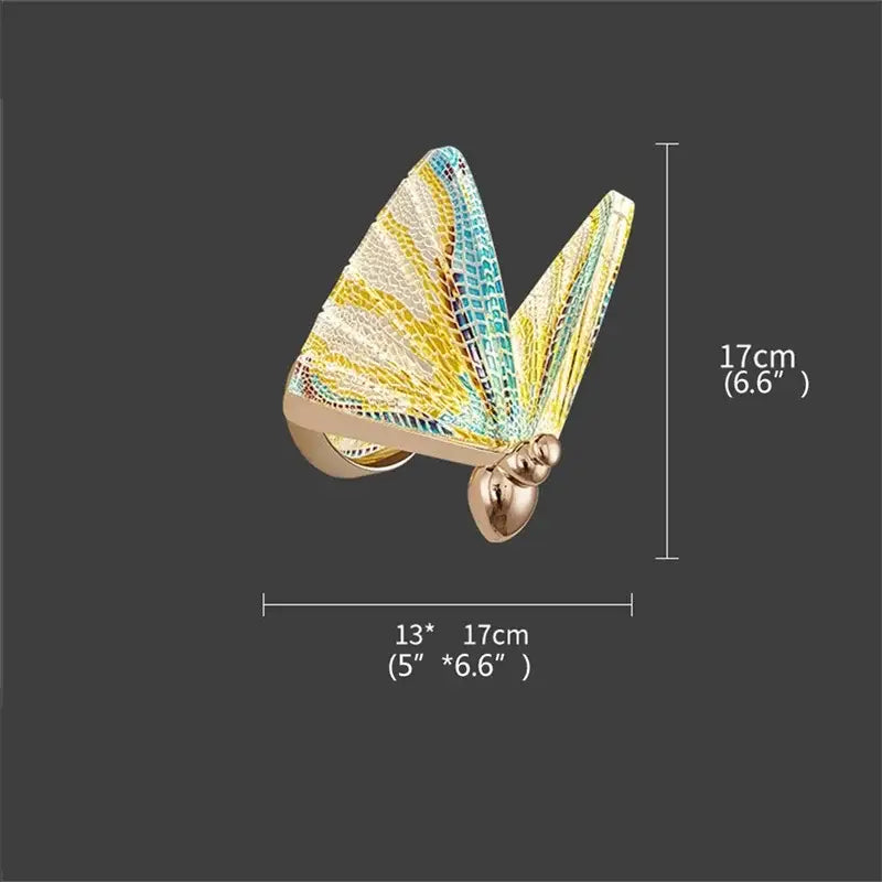 Gold Glass Wall Sconce with Butterfly Motif