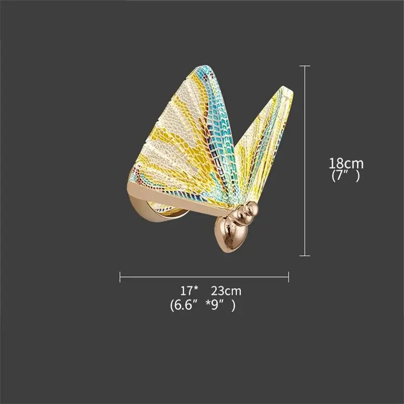Gold Glass Wall Sconce with Butterfly Motif