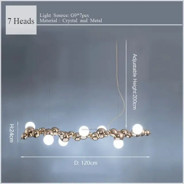 Gold Metal Caterpillar Pendant Light 9-Head
