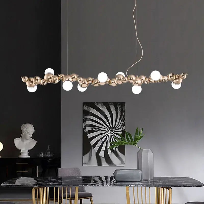 Gold Metal Caterpillar Pendant Light 9-Head