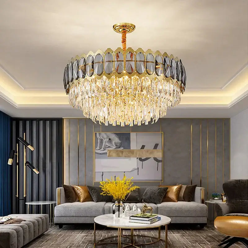 Gold Crystal 100cm Ceiling Light