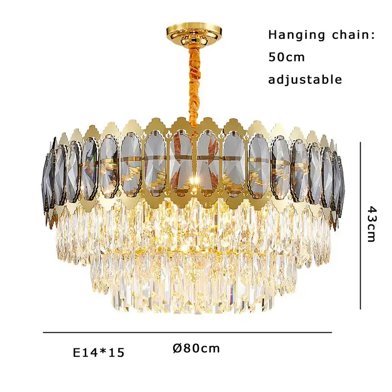 Gold Crystal 100cm Ceiling Light