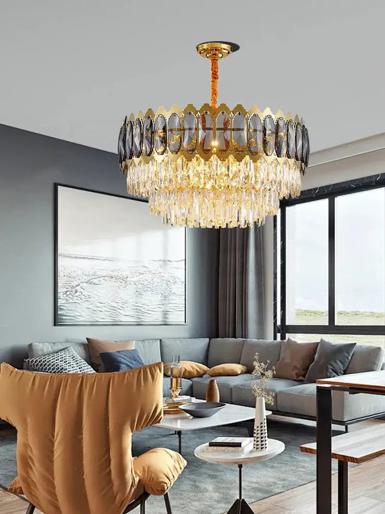 Gold Crystal 100cm Ceiling Light