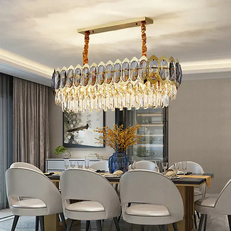 Gold Crystal 100cm Ceiling Light