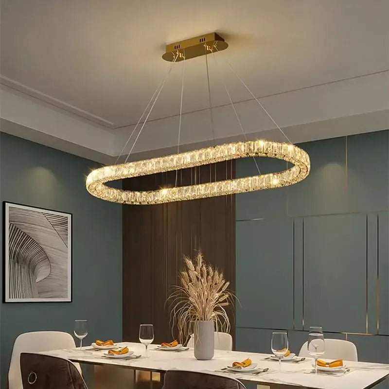 Gold Crystal LED 80cm Dimmable Chandelier