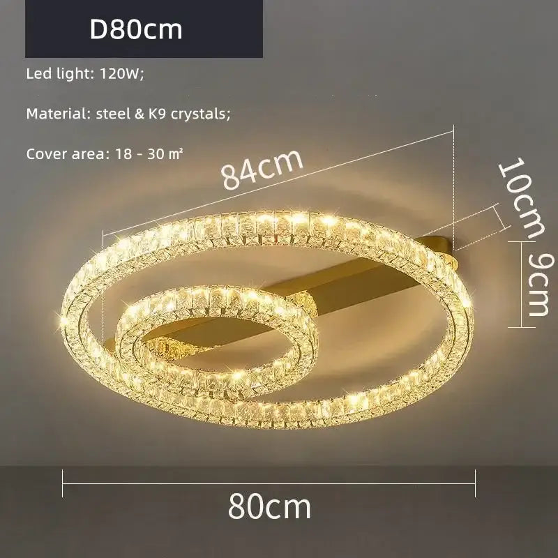 Gold Crystal LED 80cm Dimmable Chandelier