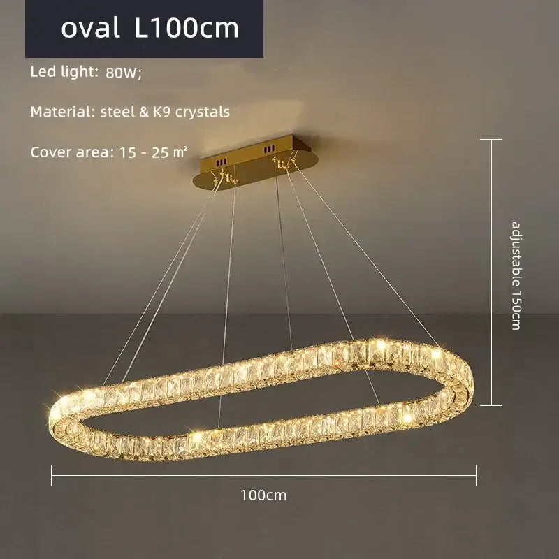 Gold Crystal LED 80cm Dimmable Chandelier