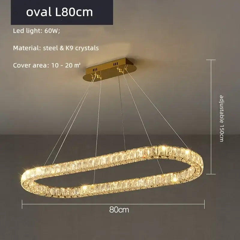 Gold Crystal LED 80cm Dimmable Chandelier
