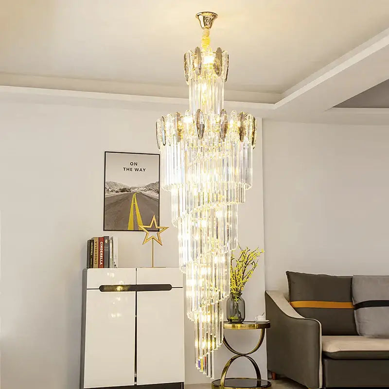 Gold Minimalist Crystal Chandelier