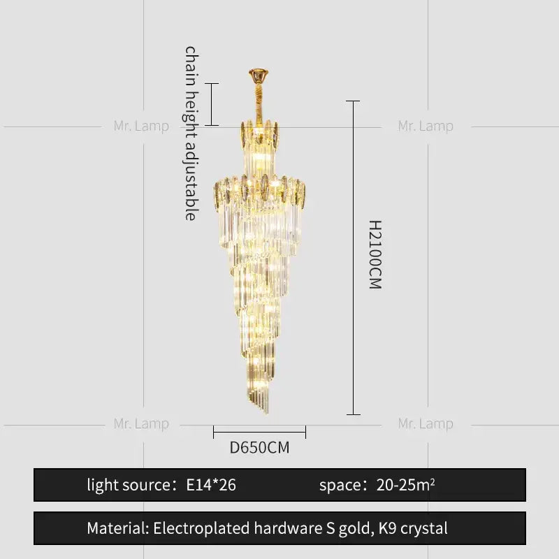 Gold Minimalist Crystal Chandelier