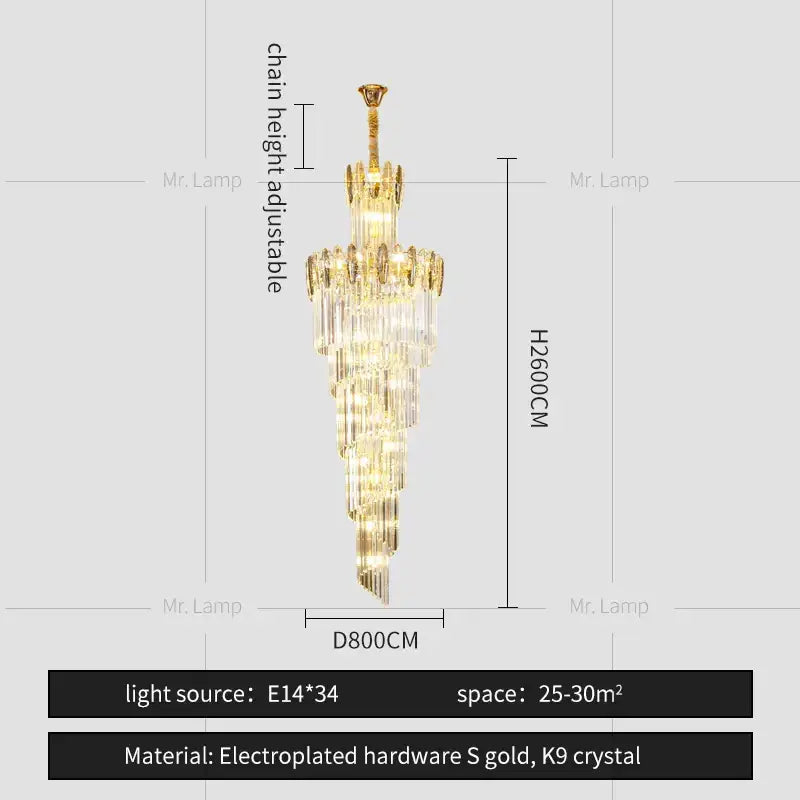 Gold Minimalist Crystal Chandelier