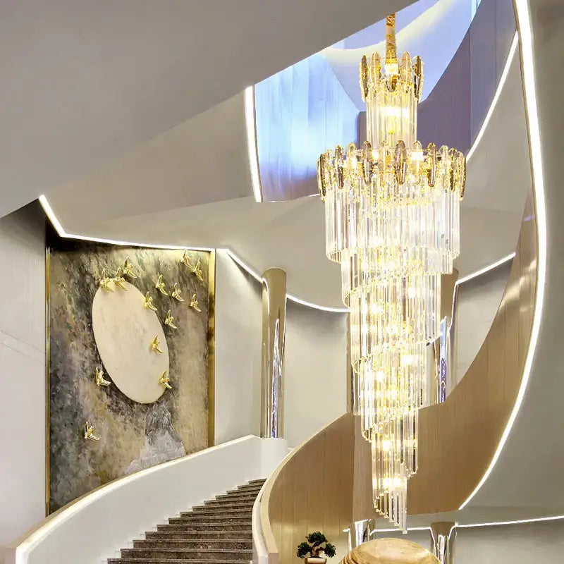 Gold Minimalist Crystal Chandelier
