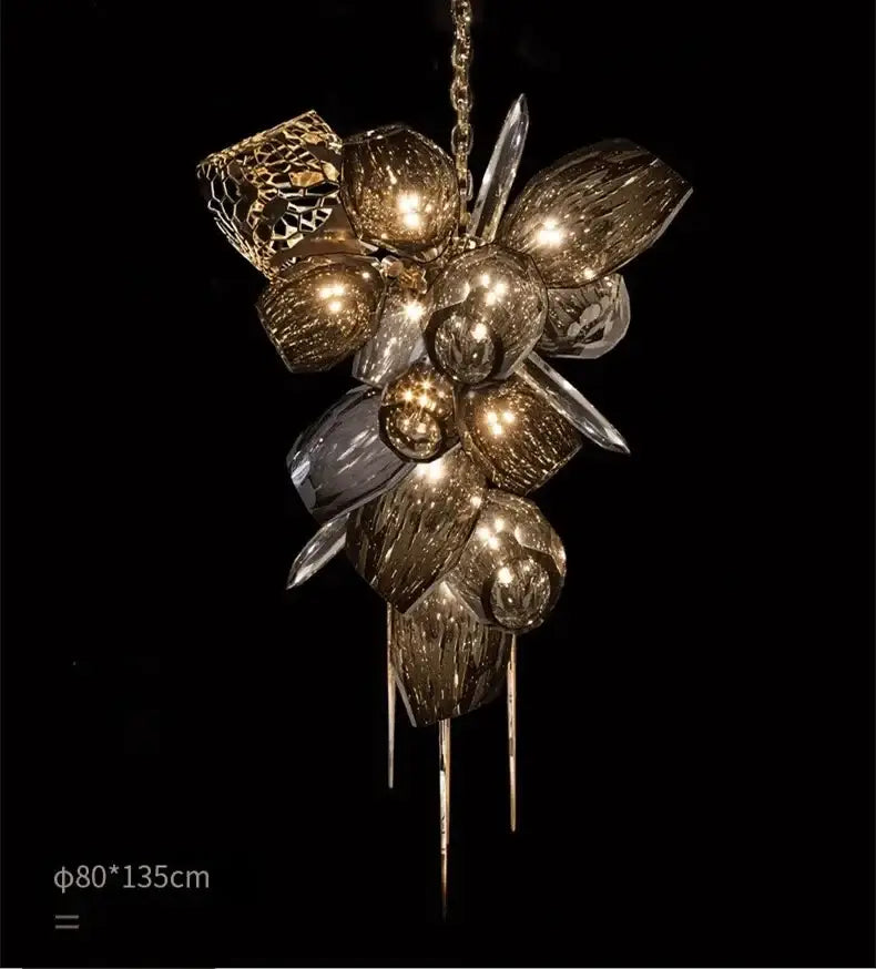 Gold Crystal Duplex Chandelier