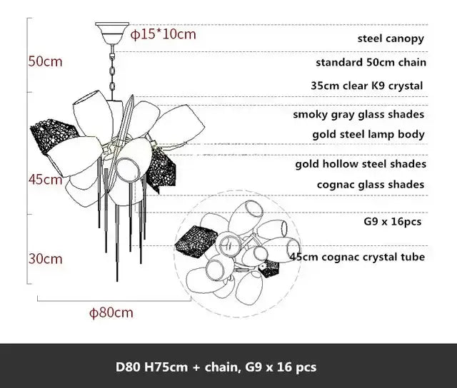 Gold Crystal Duplex Chandelier