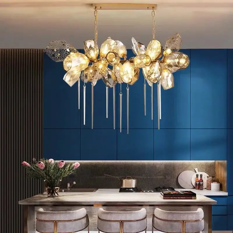 Gold Crystal Duplex Chandelier