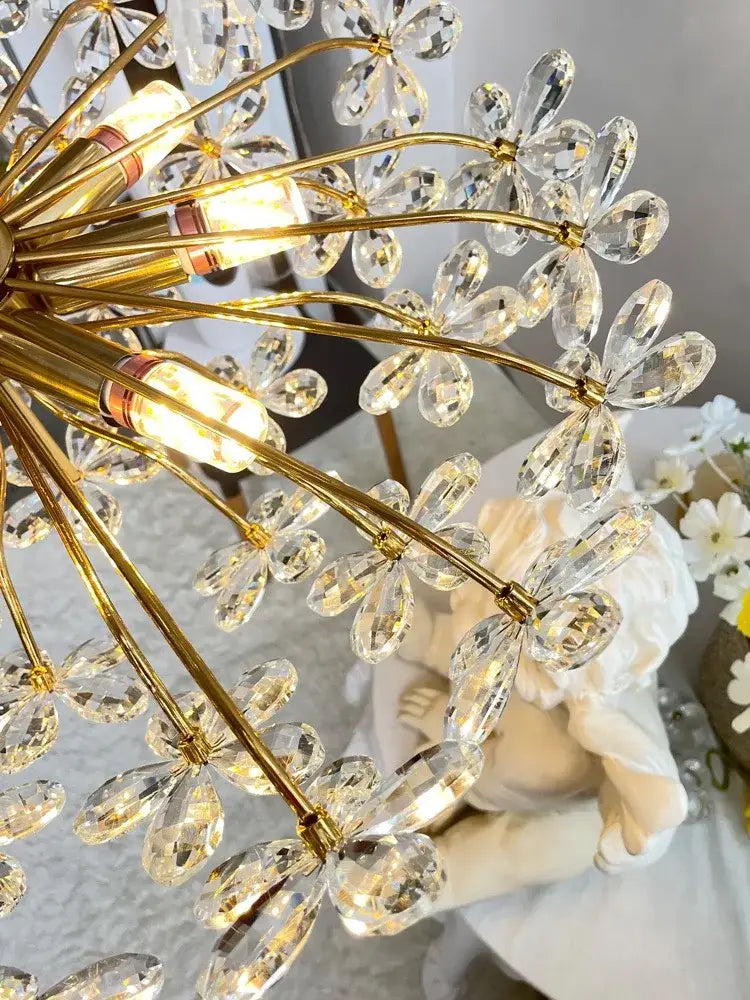 Gold Crystal Flower Chandelier All-Copper Option