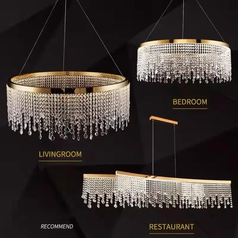 Crystal LED Dining Chandelier Adjustable Height