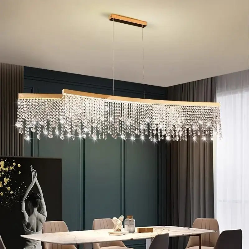 Crystal LED Dining Chandelier Adjustable Height