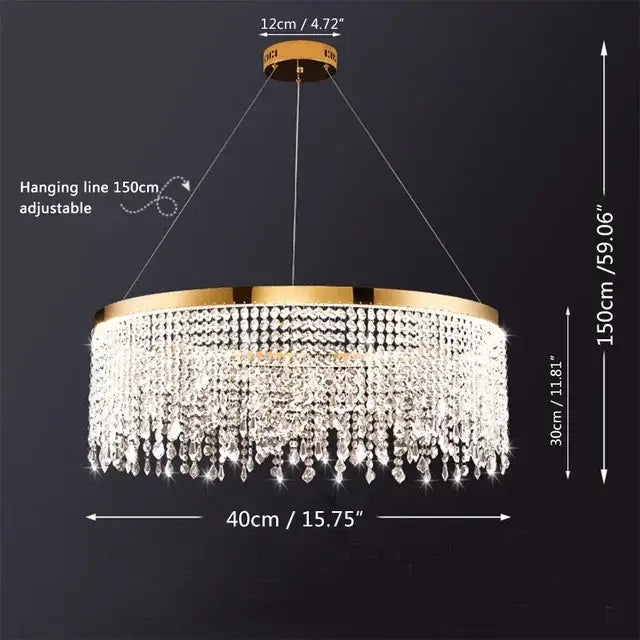 Crystal LED Dining Chandelier Adjustable Height