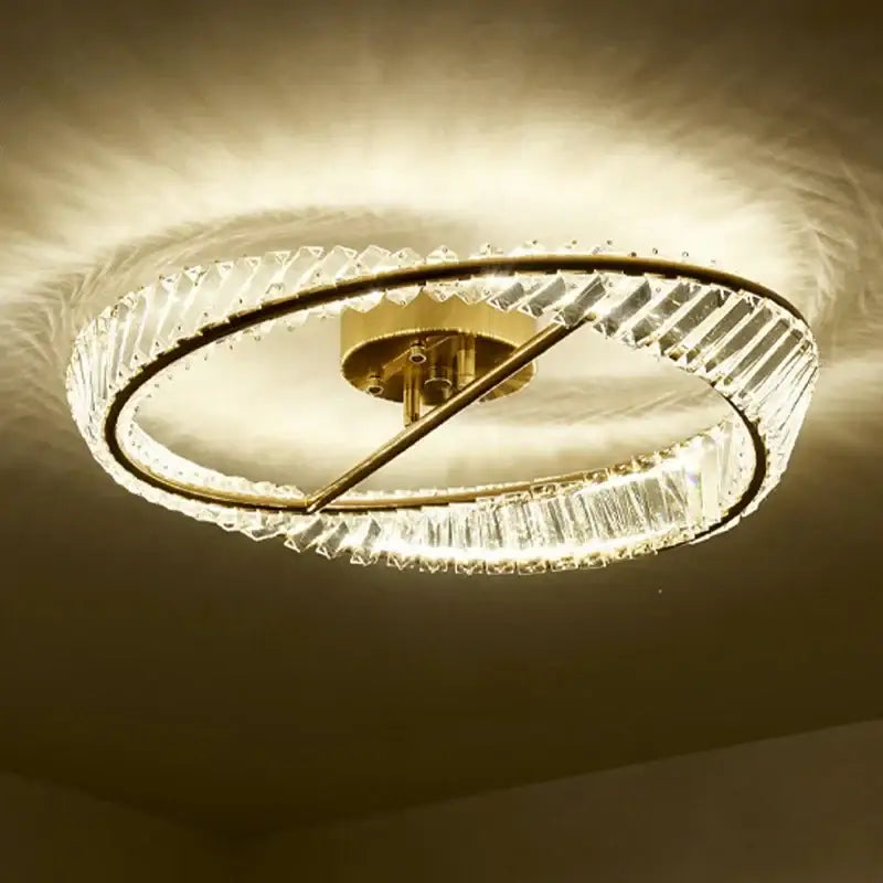 Gold Crystal LED 3-Light Dining Room Ceiling Light