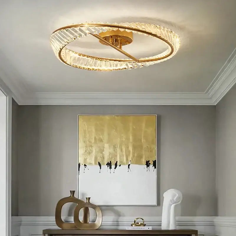 Gold Crystal LED 3-Light Dining Room Ceiling Light