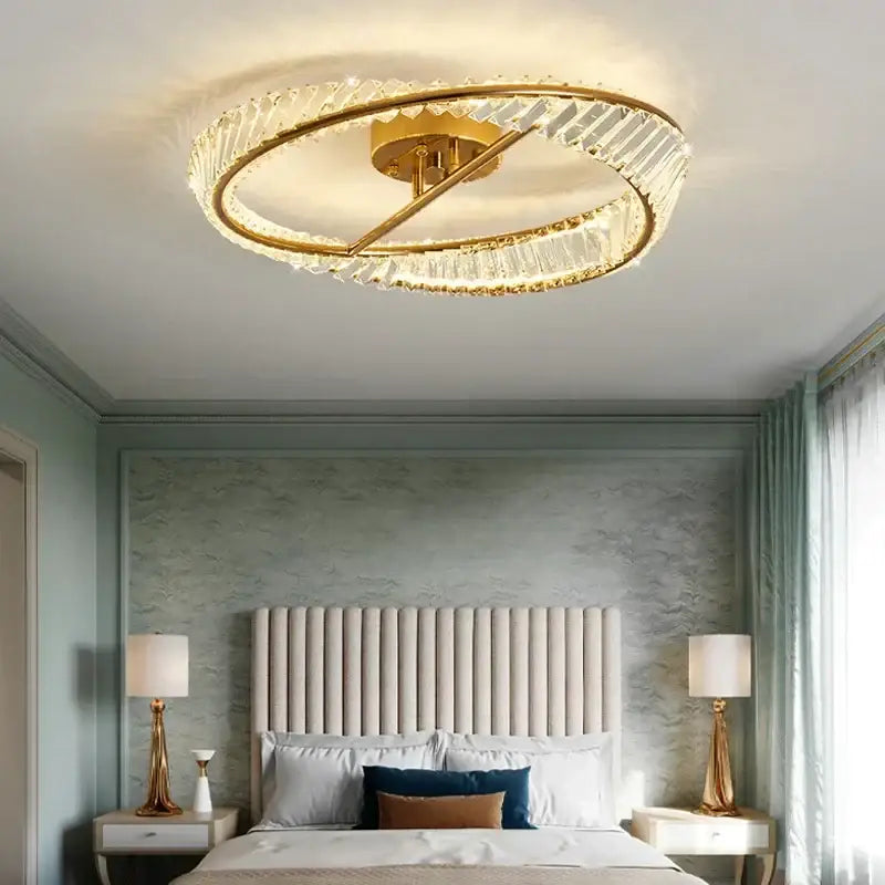 Gold Crystal LED 3-Light Dining Room Ceiling Light