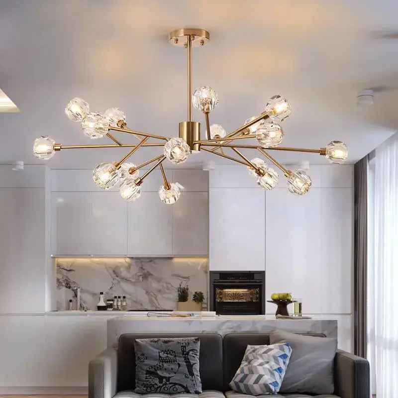 Gold Nordic LED Chandelier Up To 18 Heads