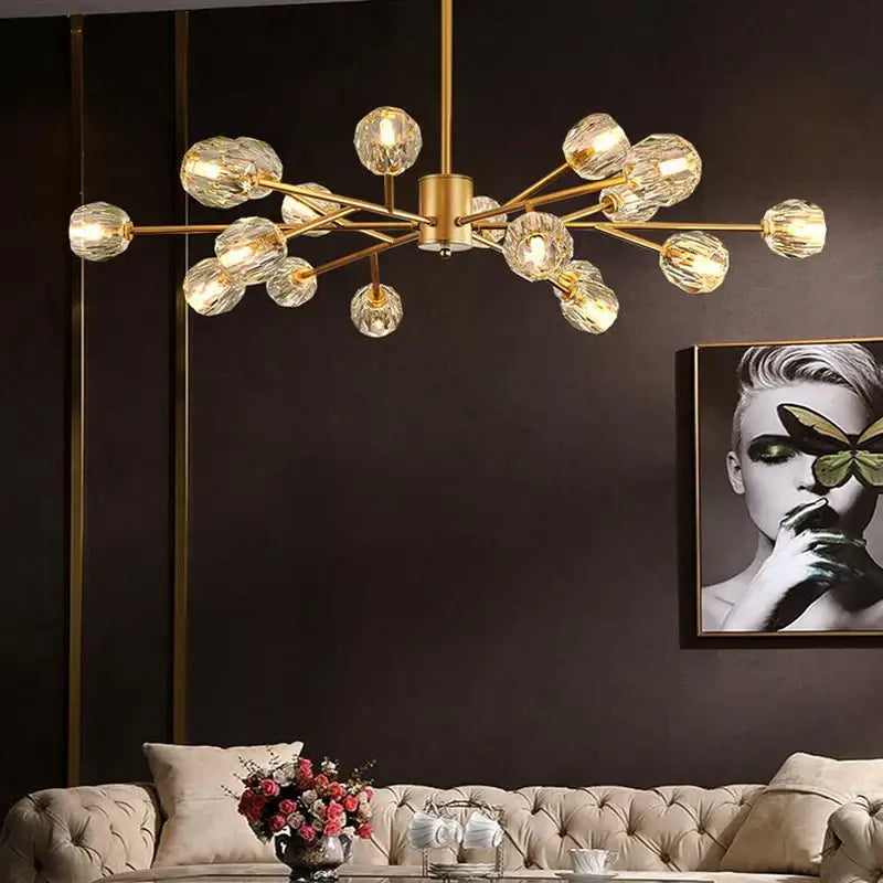 Gold Nordic LED Chandelier Up To 18 Heads