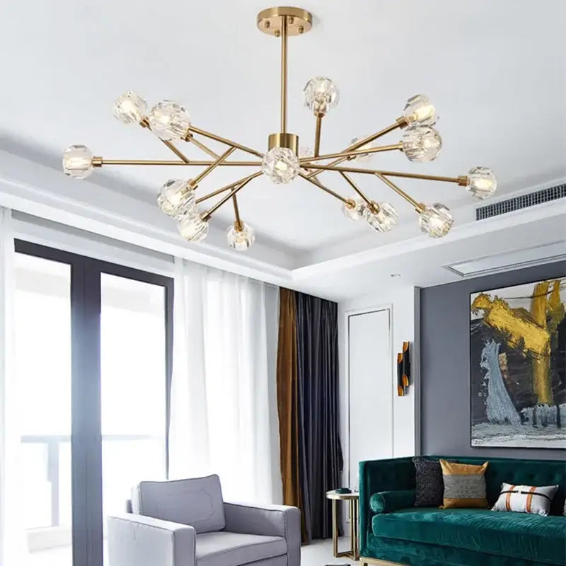 Gold Nordic LED Chandelier Up To 18 Heads