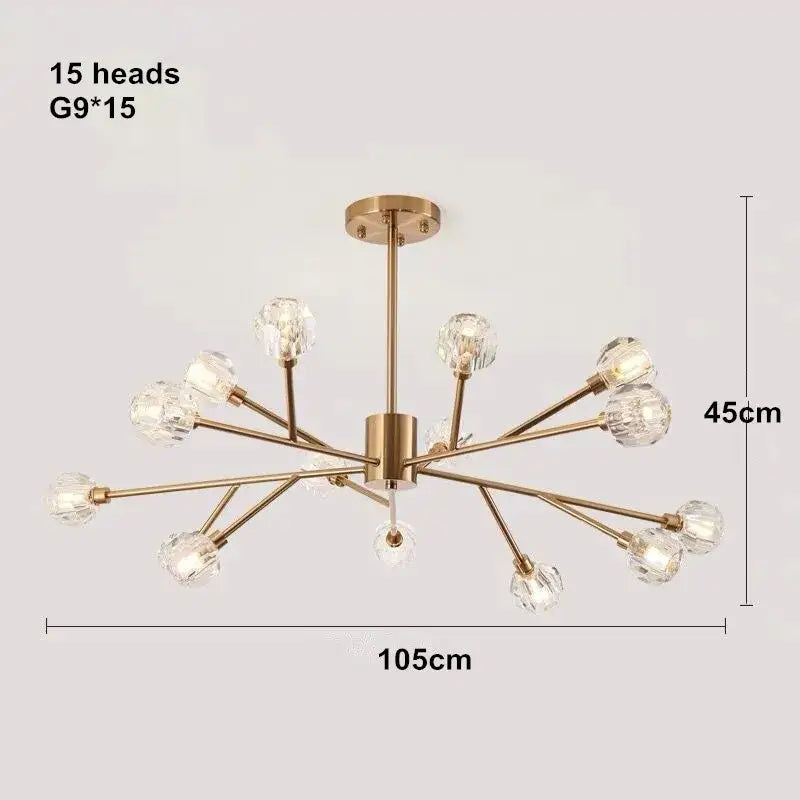 Gold Nordic LED Chandelier Up To 18 Heads