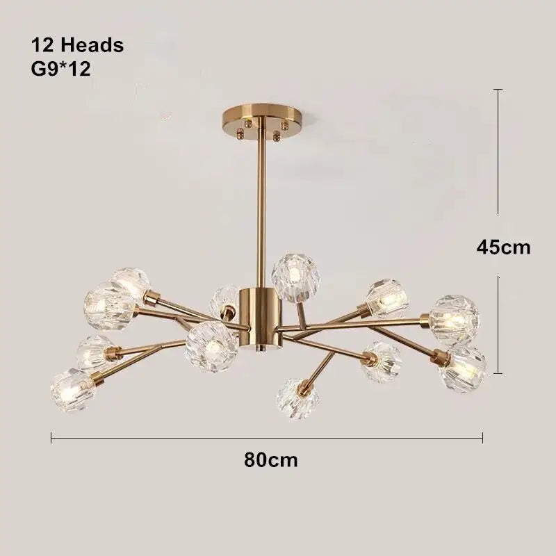 Gold Nordic LED Chandelier Up To 18 Heads